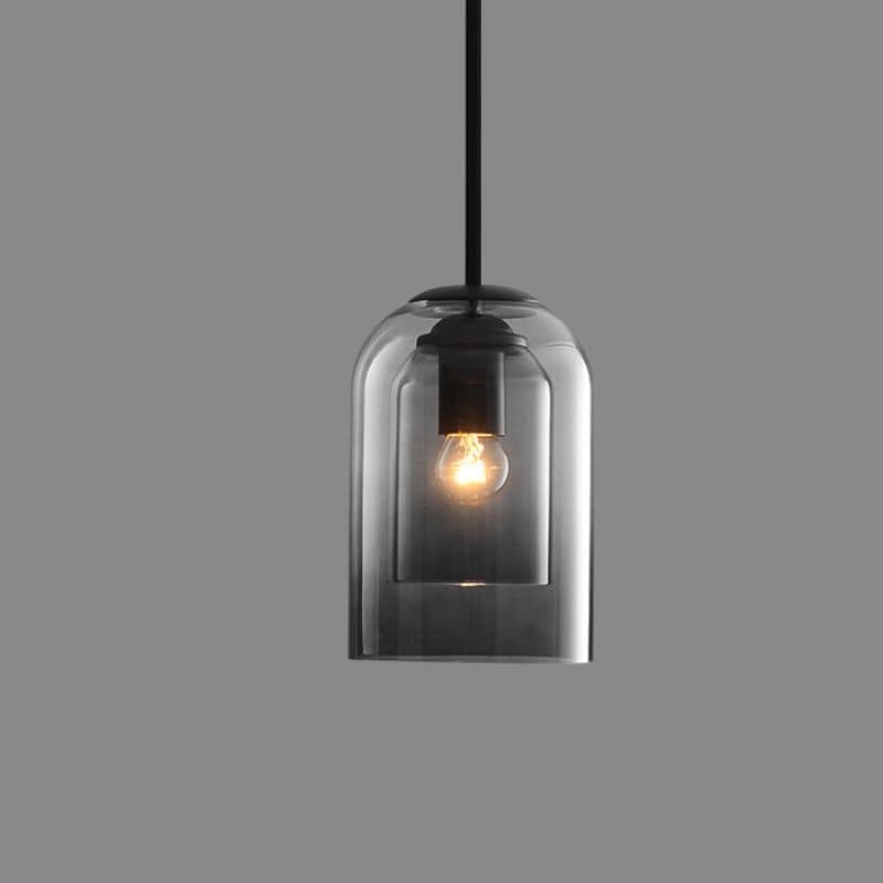 Vintage skleněná závěsná lampa - dvojitá metalická úprava