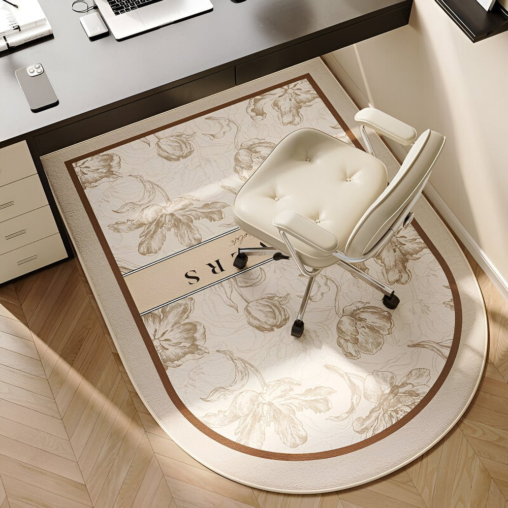 Alcatifa oval antiderrapante para quartos e escritórios - Segurança do pavimento e acabamento elegante