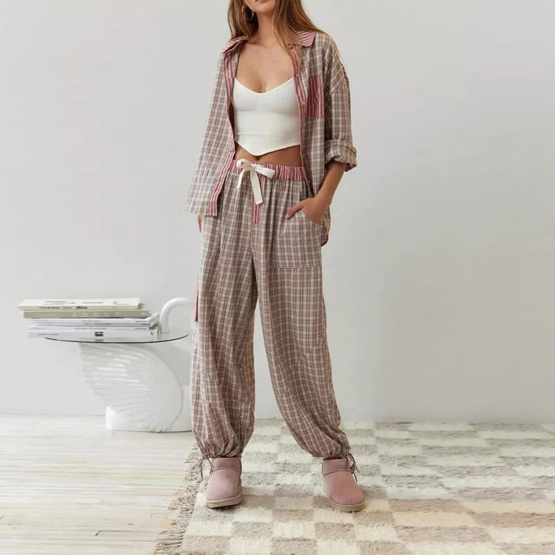Charlotte | Pijama Confort Chic A Rayas Y Cuadrados 