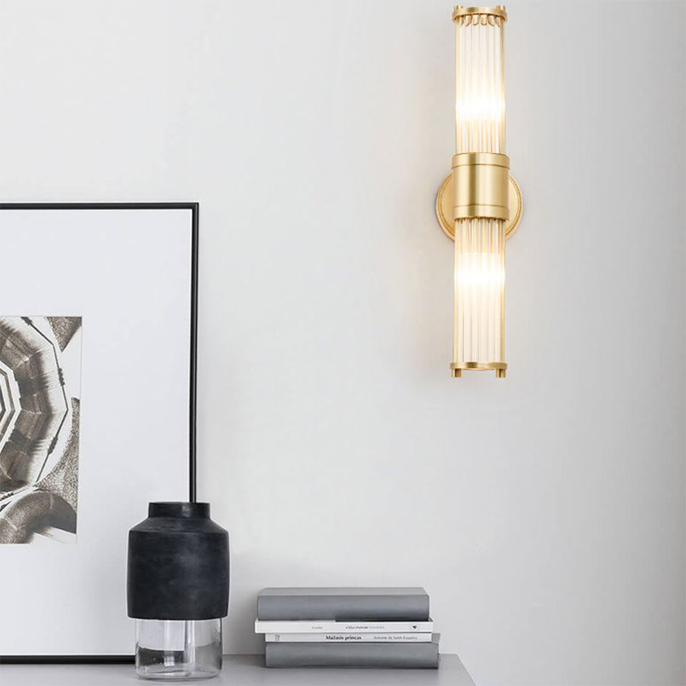 Moderne cilindervormige wandlamp - Style Moderne Doré En Métal Et Verre