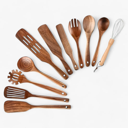 Conjunto De Utensílios De Cozinha – Elegância Natural E Utilização Diária 