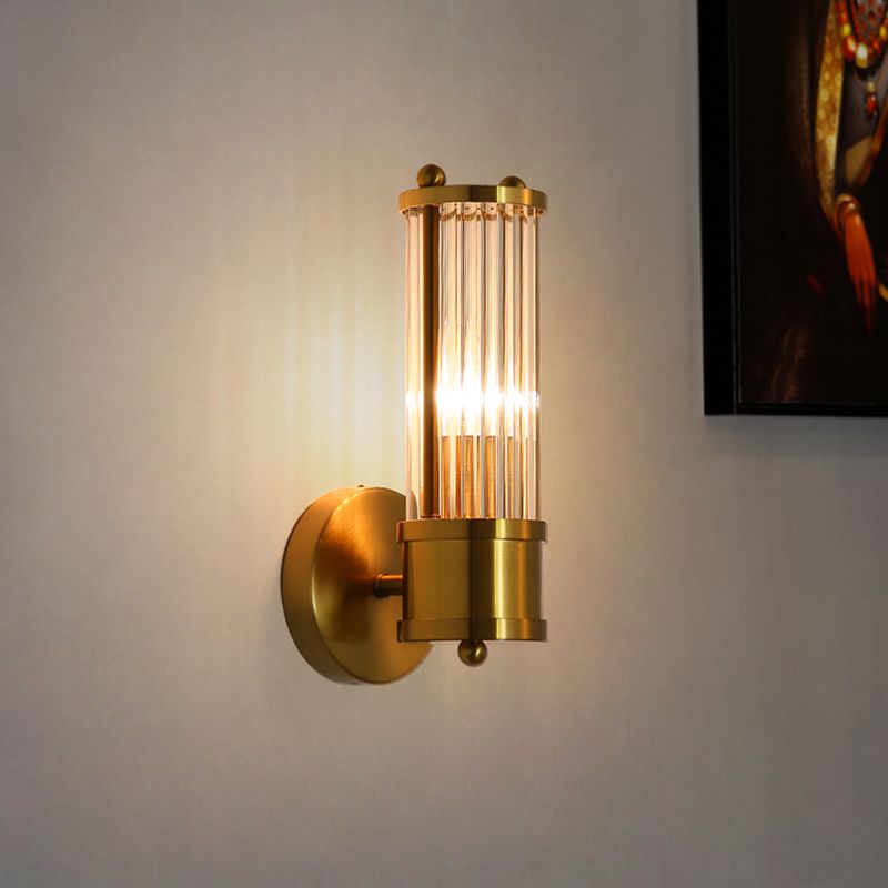 Moderne cilindervormige wandlamp - Style Moderne Doré En Métal Et Verre