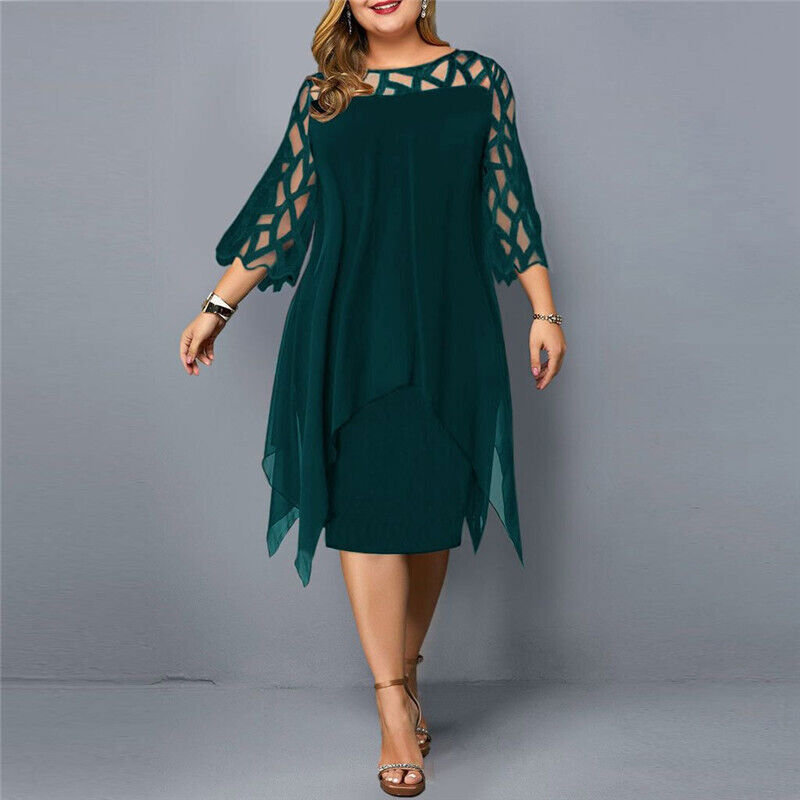 Blandine | Klänning för Stora Storlekar – Elegant Stil och Asymmetrisk Kantsöm 