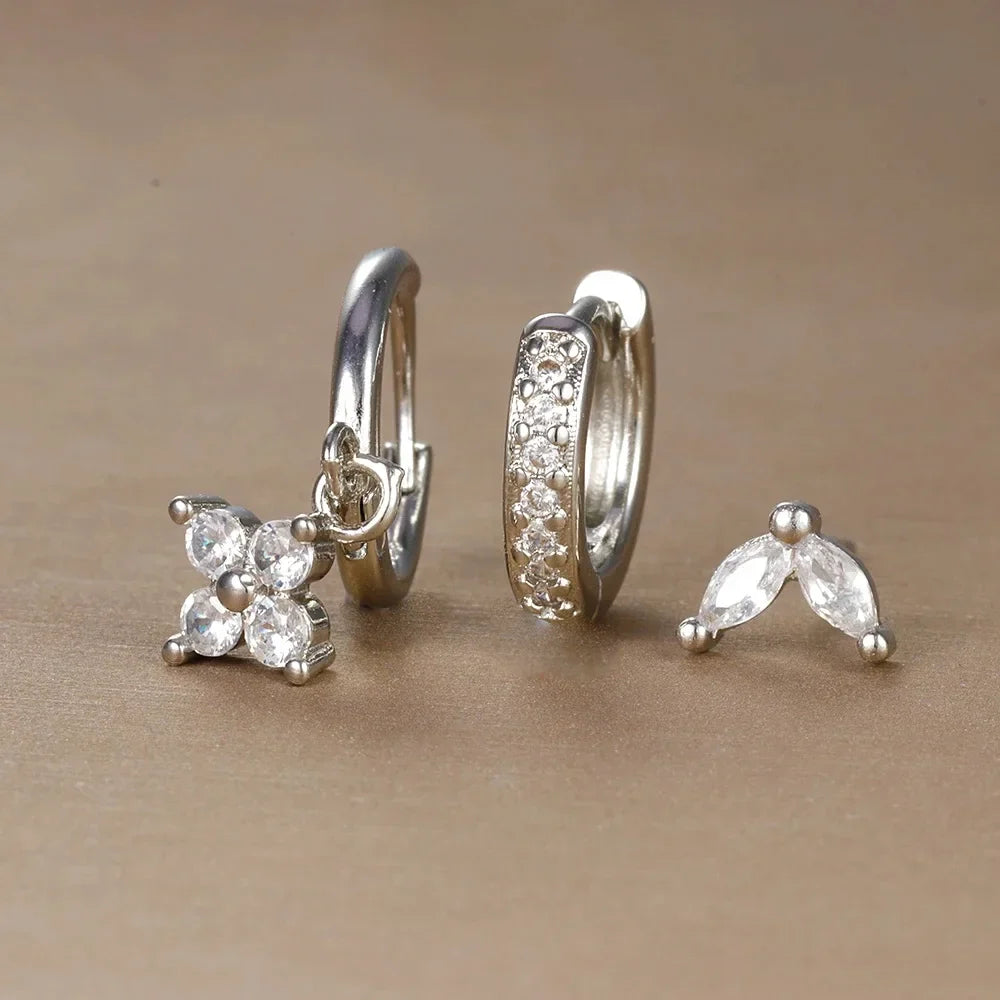 Insieme di Orecchini e Piercing – Versatilità e Sottile Brillantezza 