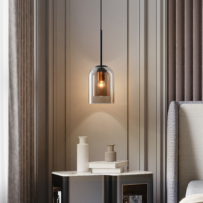 Taklampa i vintageglas - dubbel metallfinish