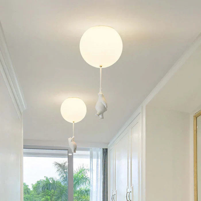 Kinderplafondlamp — Hangende Beren Aan Verlichte Ballonnen 