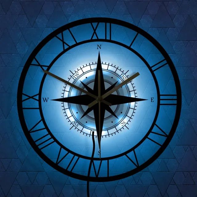 Reloj de Pared Brújula Náutica – Toque Decorativo Chic y Funcional 