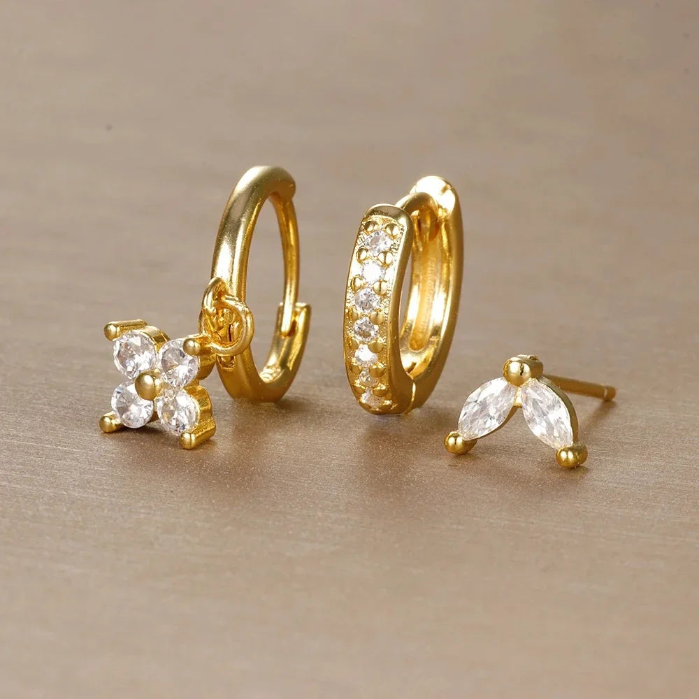 Insieme di Orecchini e Piercing – Versatilità e Sottile Brillantezza 