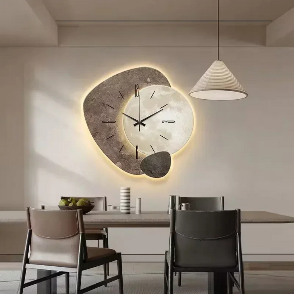 Velké nástěnné hodiny – Moderní design a ambientní LED osvětlení 